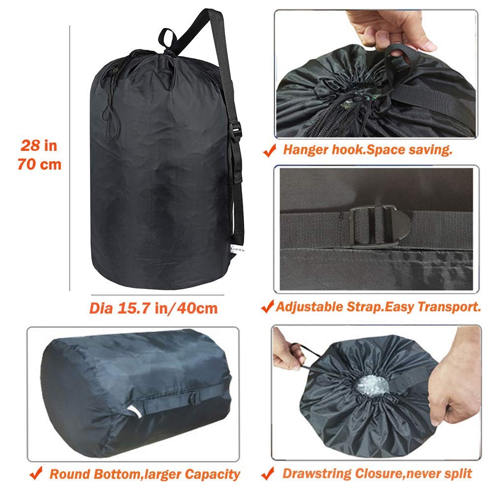 2 Pack Washable Laundry Bag with Strap, Laundry Backpack with Drawstring, Com...