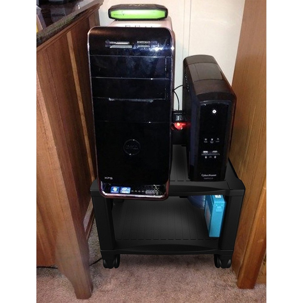 Mobile Printer Stand 2-Tier Under Desk Table Storage Fax Scanner Office Compact