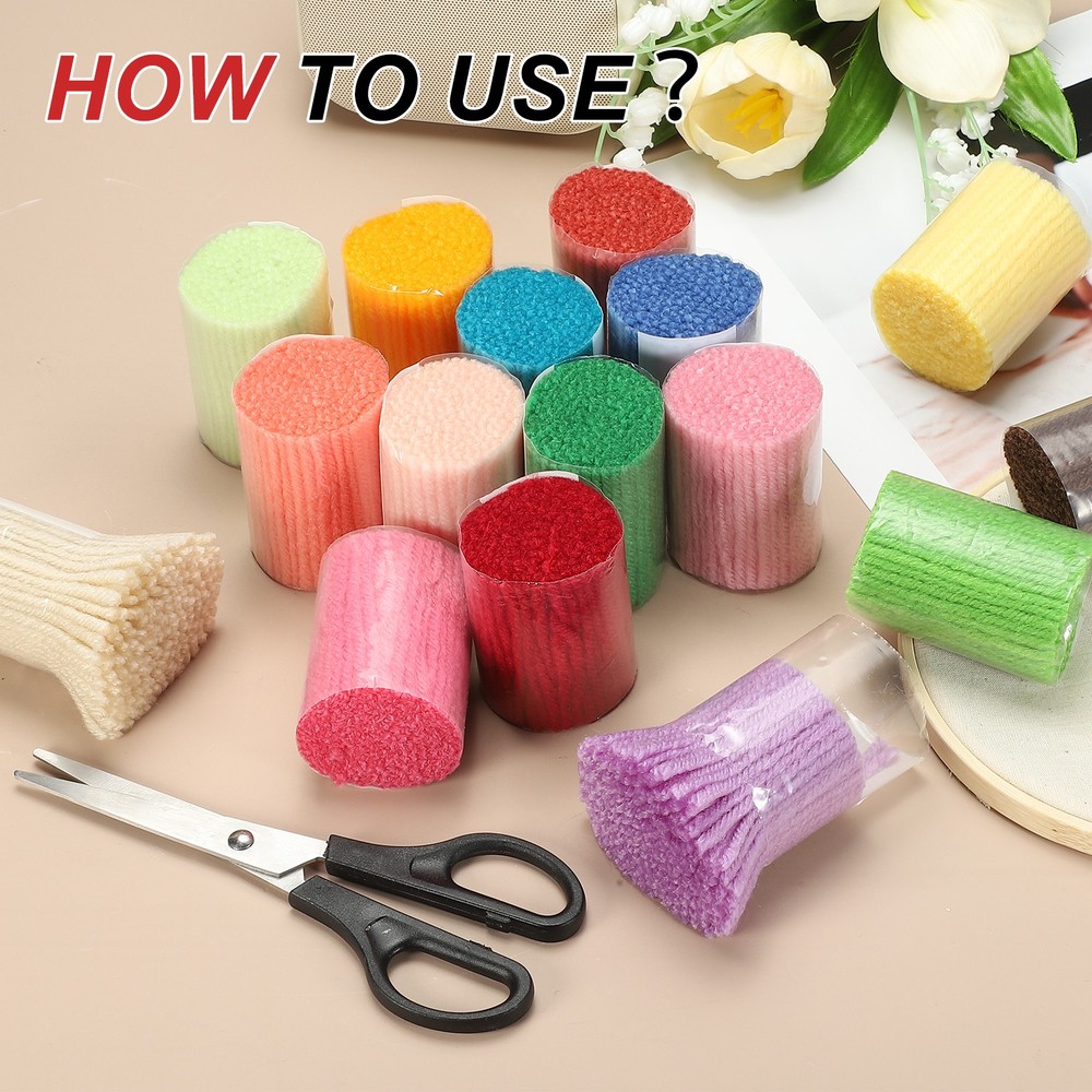 6 Rolls Latch Hook Yarn, 3mm White Latch Hook Kit Yarn Precut Hook Rugs Making