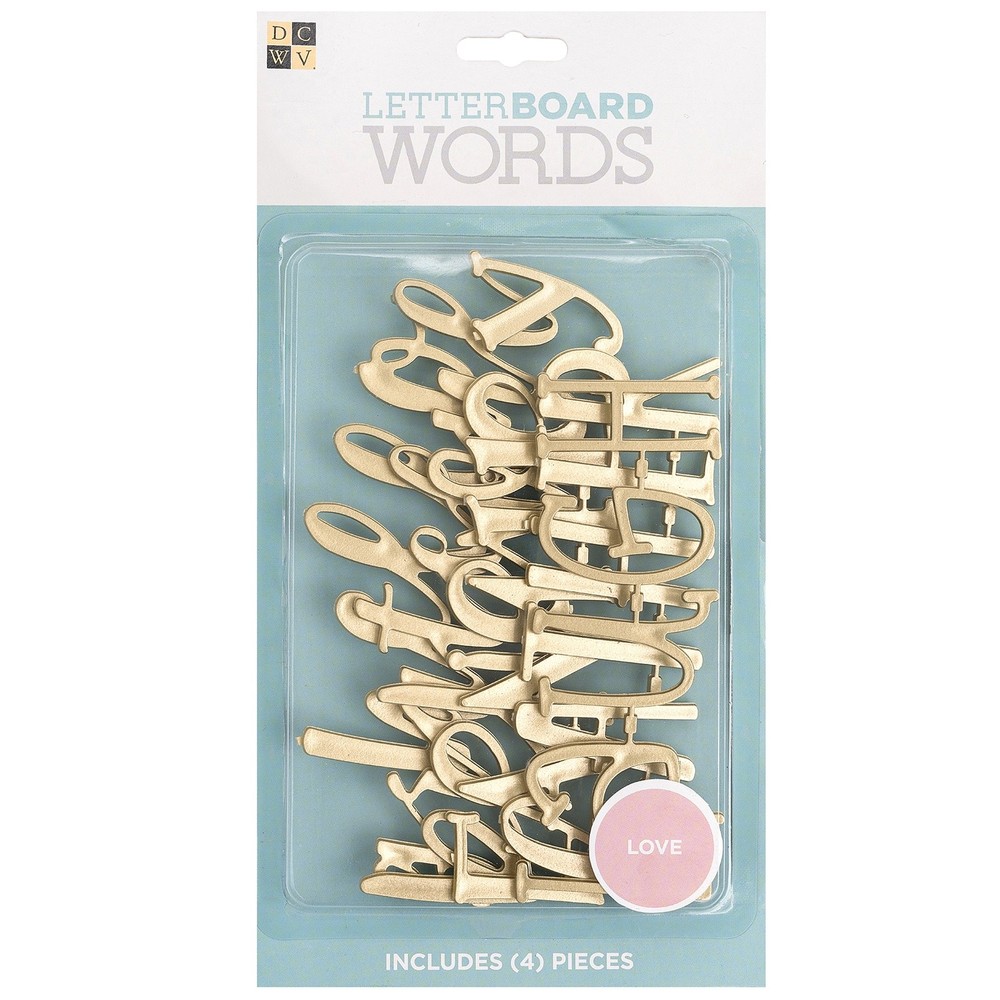 DCWV Letterboard Words 4/Pkg-Home, Gold Foil