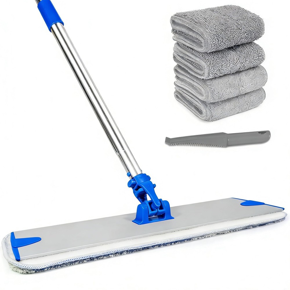 18" Professional Microfiber Mop, Flat Mop with Aluminum Alloy Base&Stainless ...