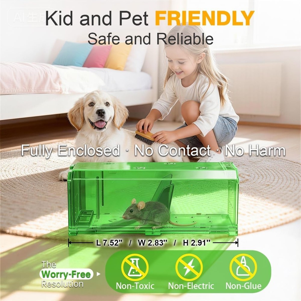 2 Pack mouse Traps Indoor for Home, Catch and Release