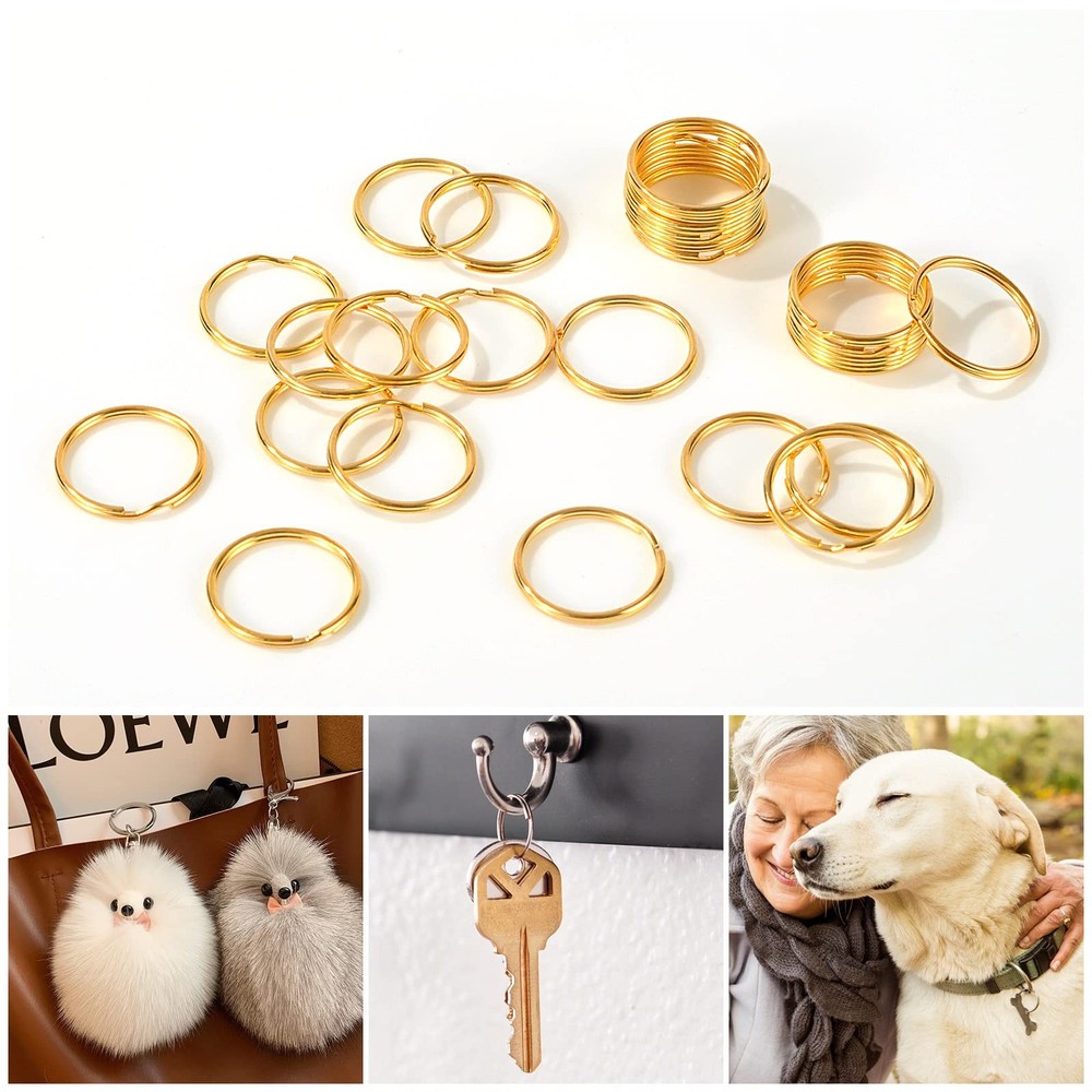200PCS Split Key Rings Bulk for Keychain and Crafts 1”200Pack, gold