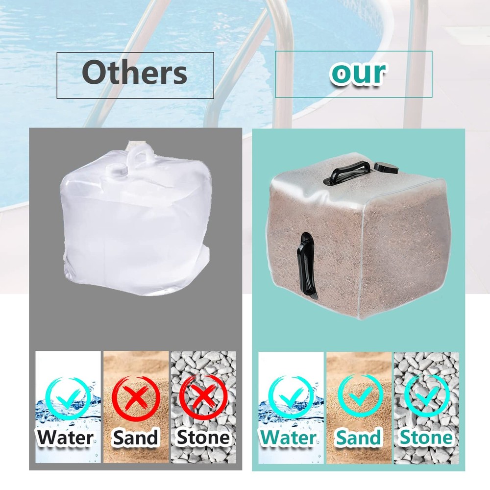 2 Pack Heavy Duty Pool Weight Plastic Sand Bags,Universal Steps 2