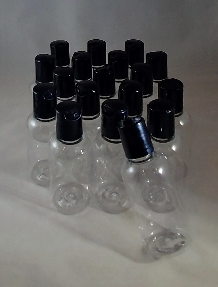 Clear PET 2 oz Plastic Bottles- Disc Cap or Pump Spray Atomizer Mult Quantities