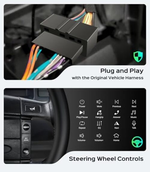 6.86" Single Din Touchscreen Car Radio Wireless CarPlay/Wired Android Auto,