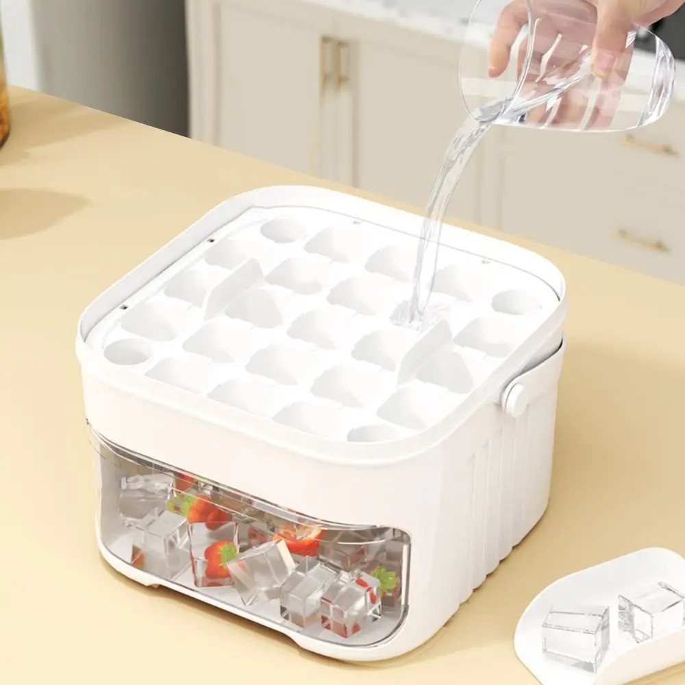 50 Cube Ice Maker Tray with Press Lid Double Layer Ice Box