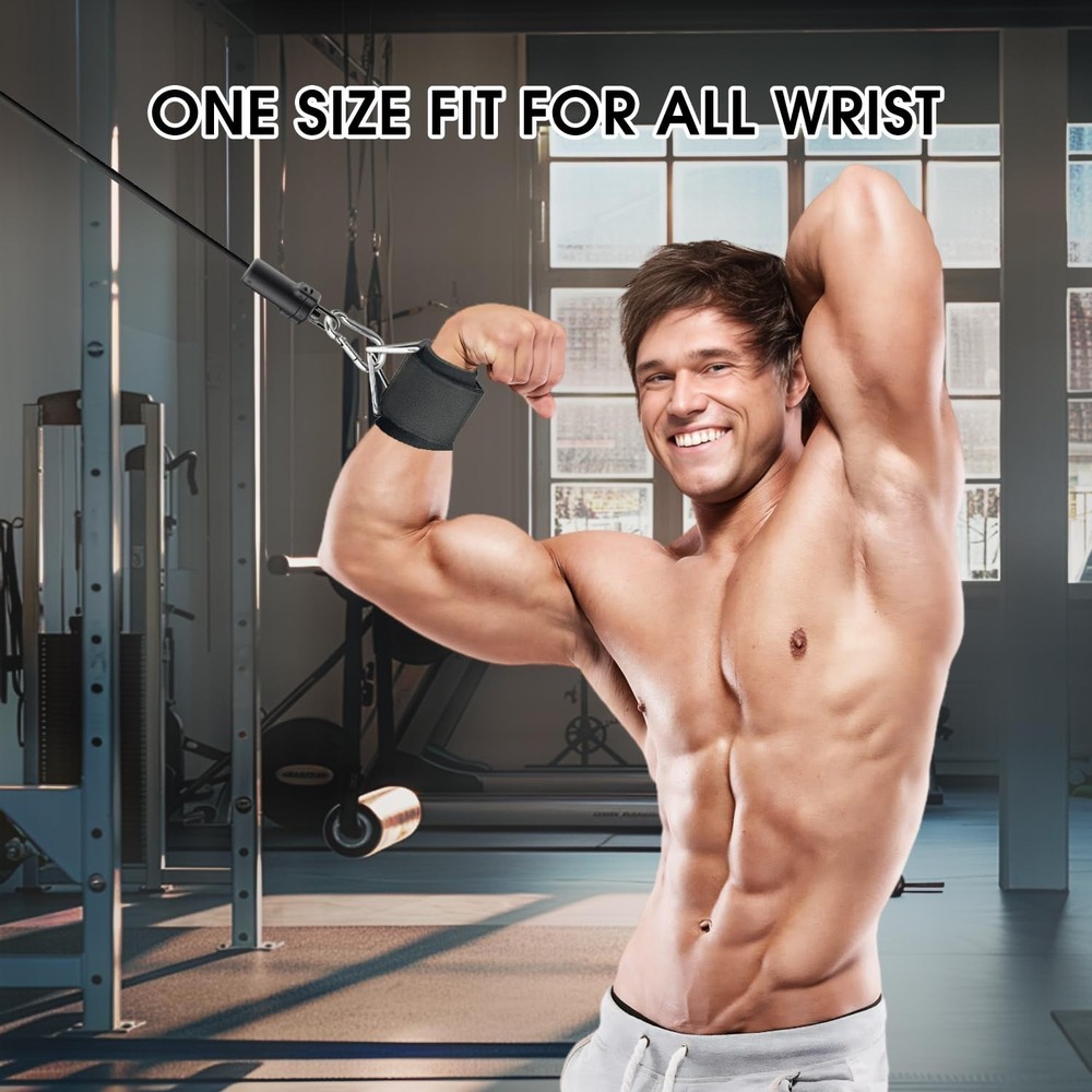 Adjustable Wrist Cuffs for Cable Machine, Neoprene Padded Straps, 2 Pack Comf...