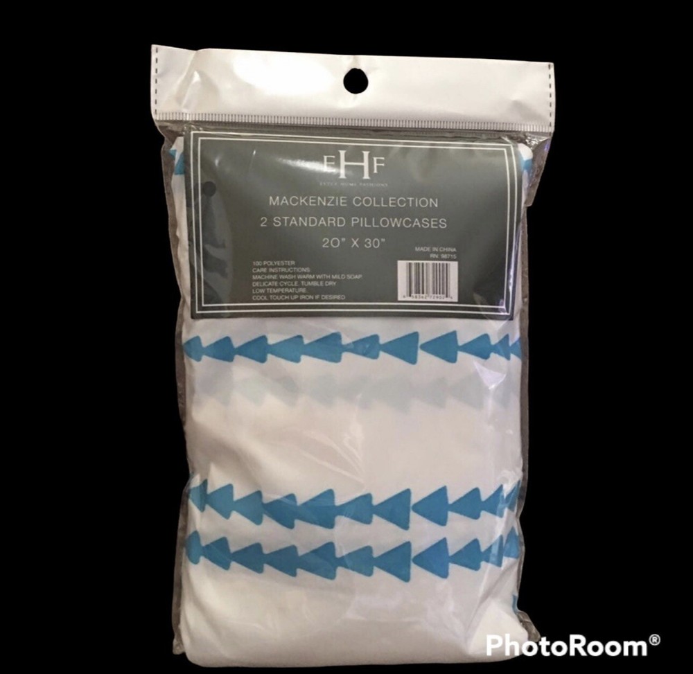 Mackenzie Collection White & Turquoise Pillowcases 20x30