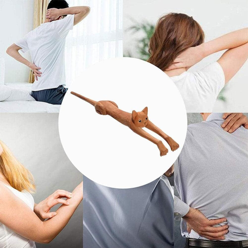 Wooden Cat Shaped Back Scraper, Manual Massage Tool, Manual Back Scratcher