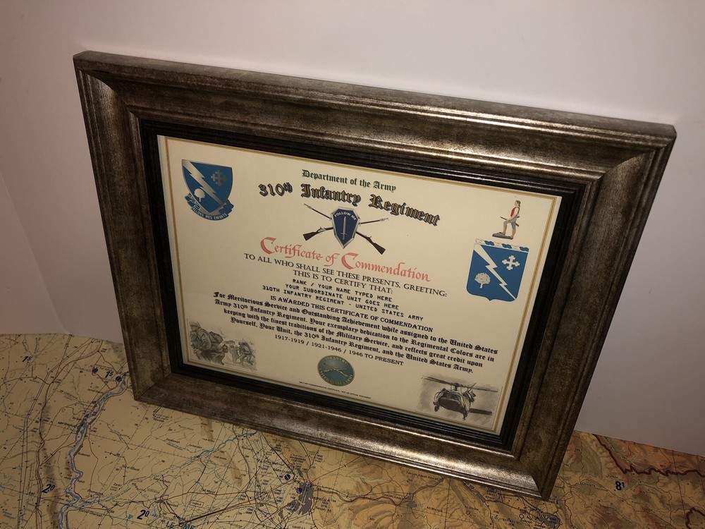 310TH INFANTRY REGIMENT / COMMEMORATIVE - CERTIFICATE OF COMMENDATION
