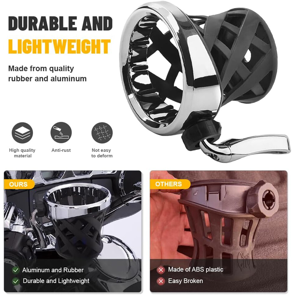 For Harley Motorcycle Electra Glide Handlebar Cup Holder Drink Mesh Basket Mount