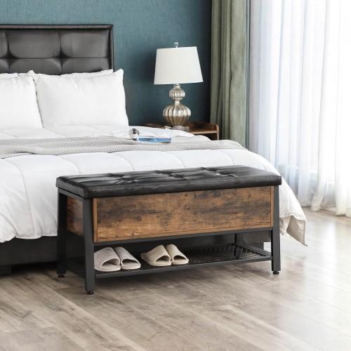 DWAYNE Storage Bench Ottoman with Faux Leather Top