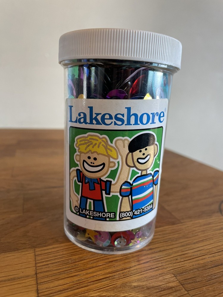 LAKESHORE LEARNING Sequins & Spangles, Crafts, 1/4 Pound Jar VINTAGE