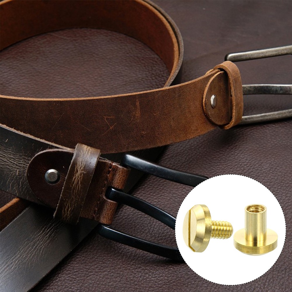 10 Set Brass Chicago Screw Fasteners 8mm Post Nail Stud Rivets for Leathercraft