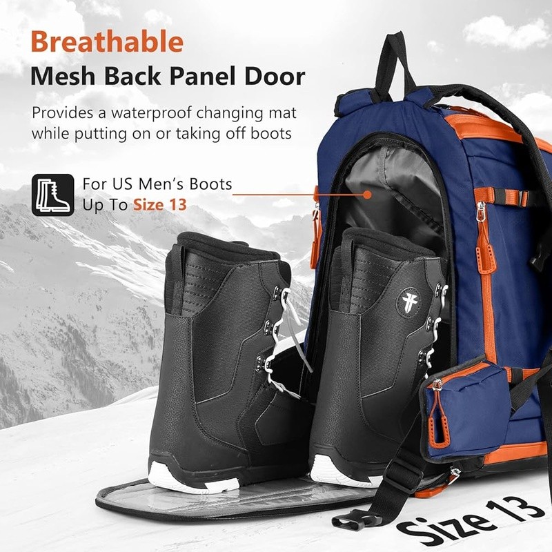 Ski Boot Backpack Waterproof Durable Large Capacity Gear Bag W/ Pockets New