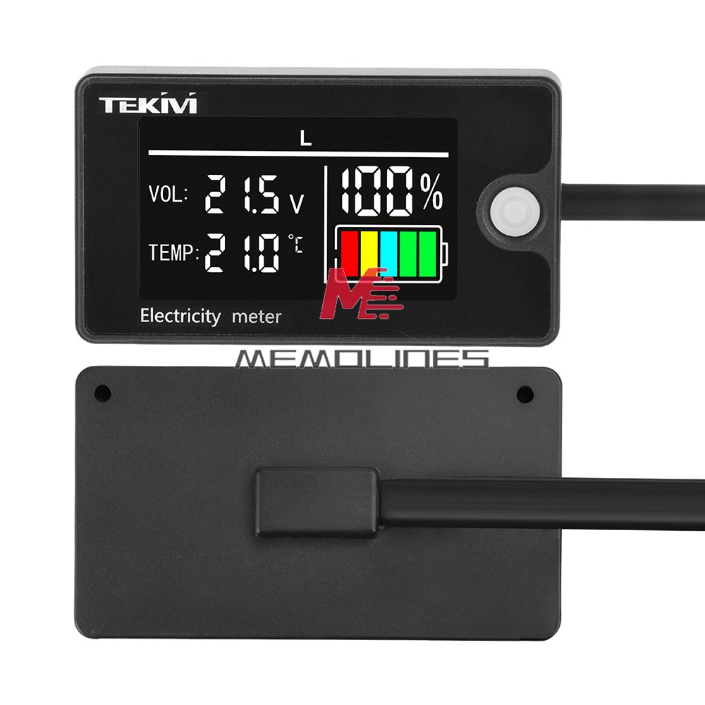 DC8-100V LCD Digital Battery Capacity Indicator Voltmeter w/ Temperature Display
