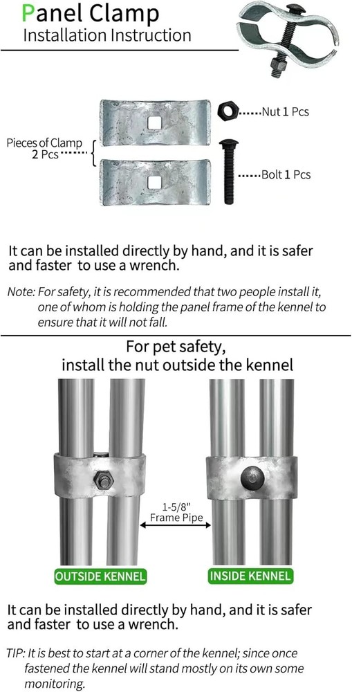 8 Set Chain Link Fence Panel Clamps - 1-5/8" Size