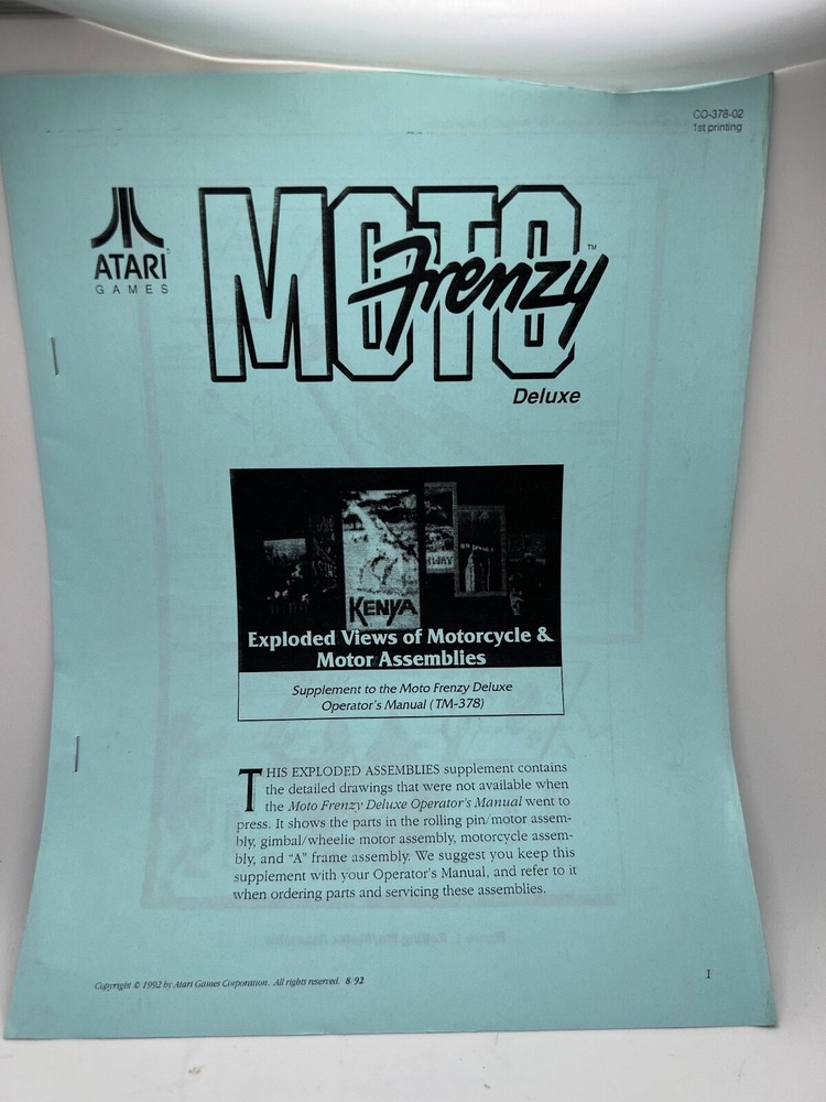 ATARI: Arcade game Manuals Collection from distributors library YOUR CHOICE