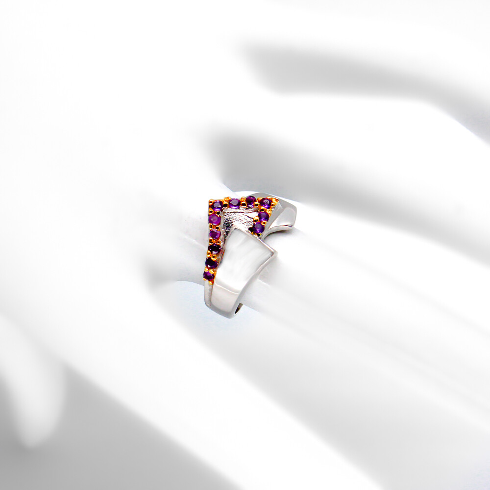 Not Enhanced Natural Amethyst Silver Ring 925 Sterling / RVS54