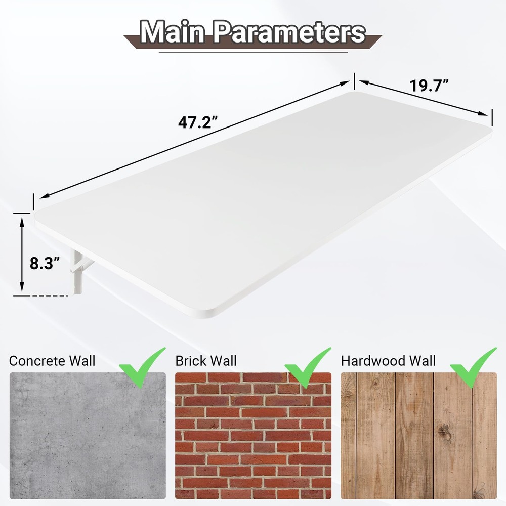 Create Extra Counter Space - 47.2 x 19.7 Wall Mounted Folding Table
