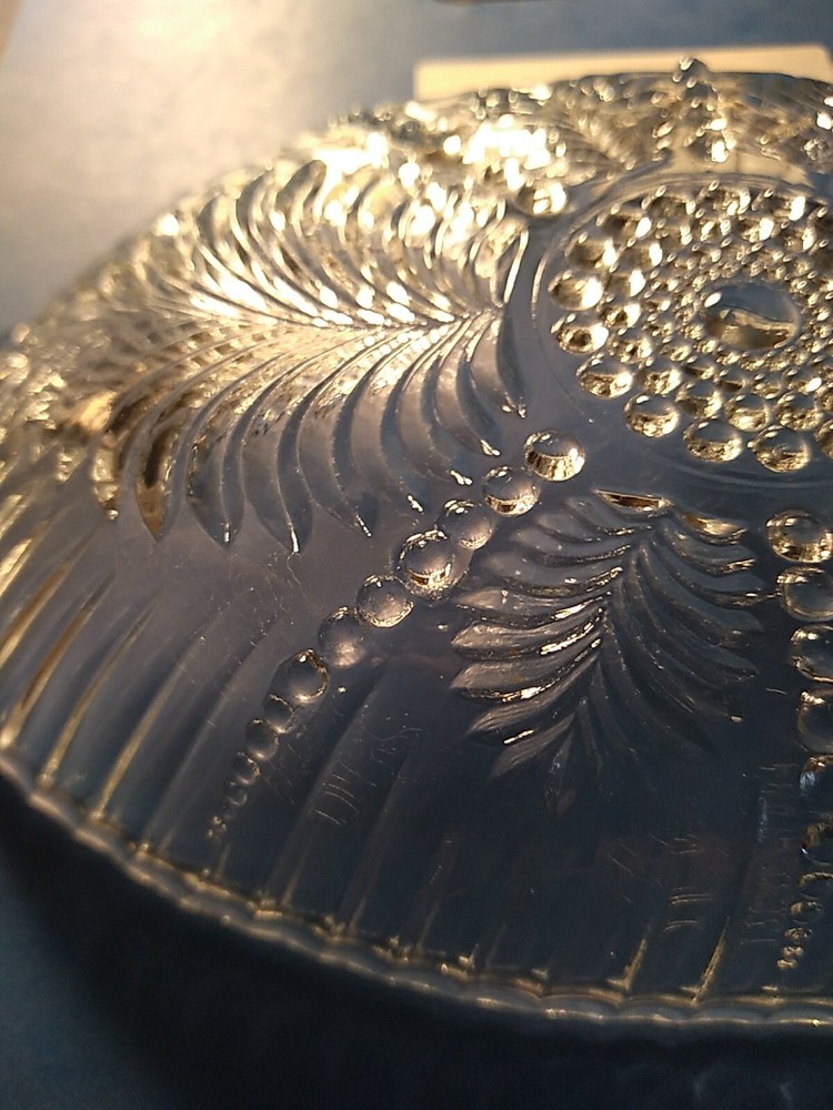 Depression Era "Feather Pattern" Oval Pressed Glass Dish. (3)