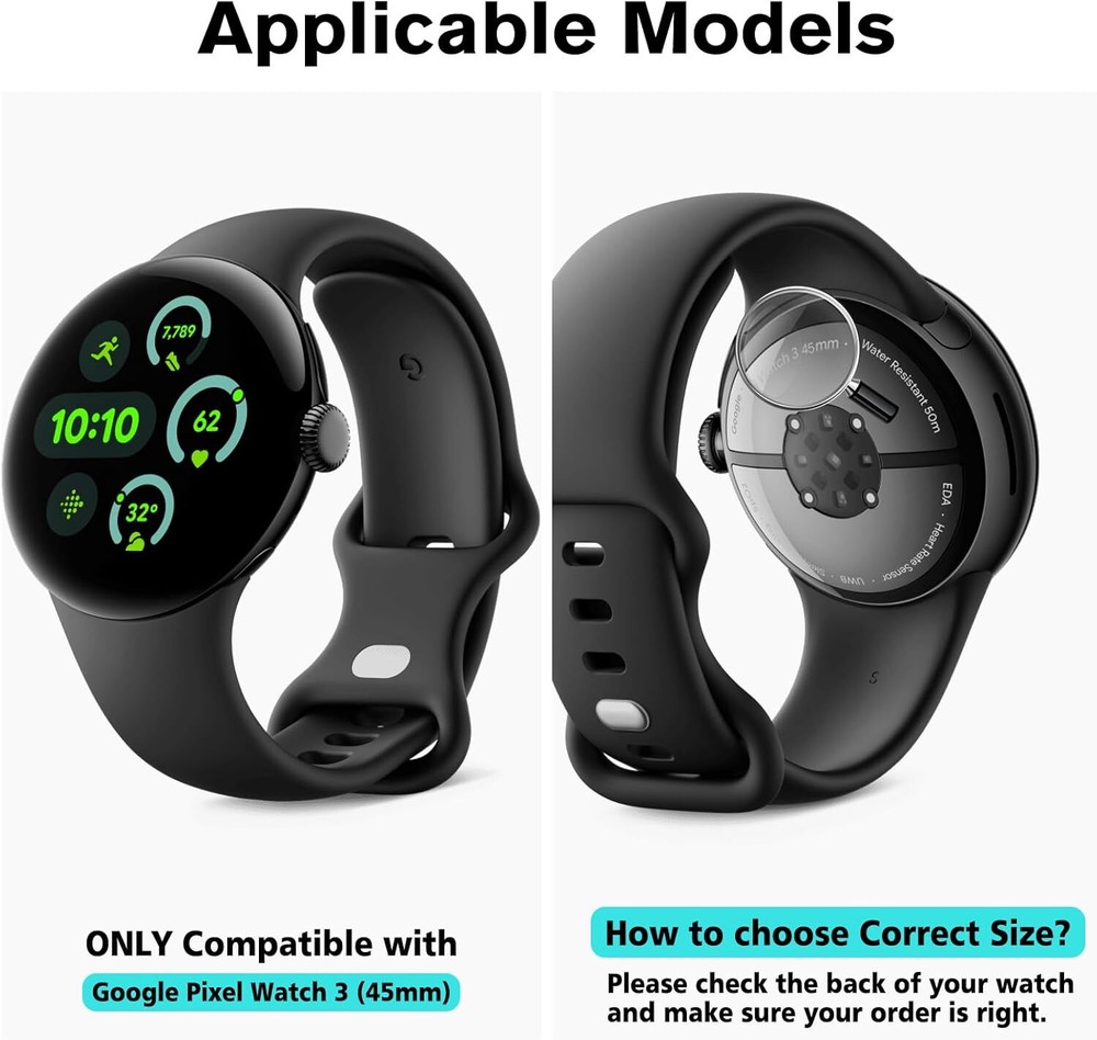 [3 Pack] Case for Google Pixel Watch 3 (45mm) 2024 Full-Around Screen Protector