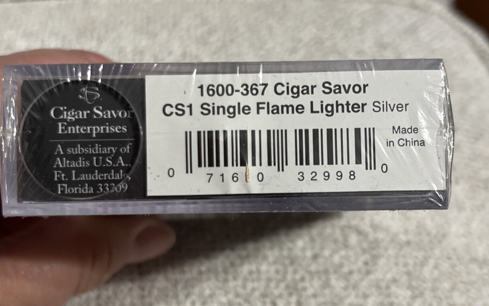 Cigar Savor Single Flame Lighter with Punch Cutter Silver NEW