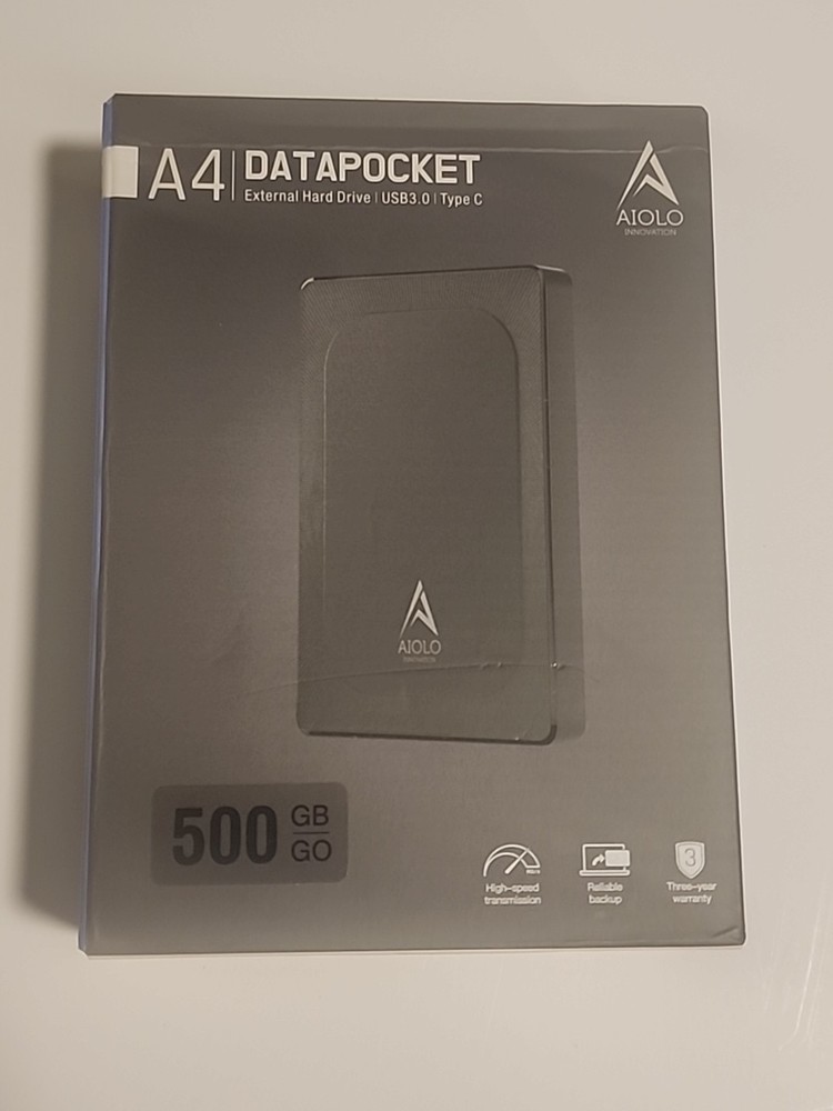 AIolo A4 DataPocket 500GB External Hard Drive USB 3.0 Type-C New