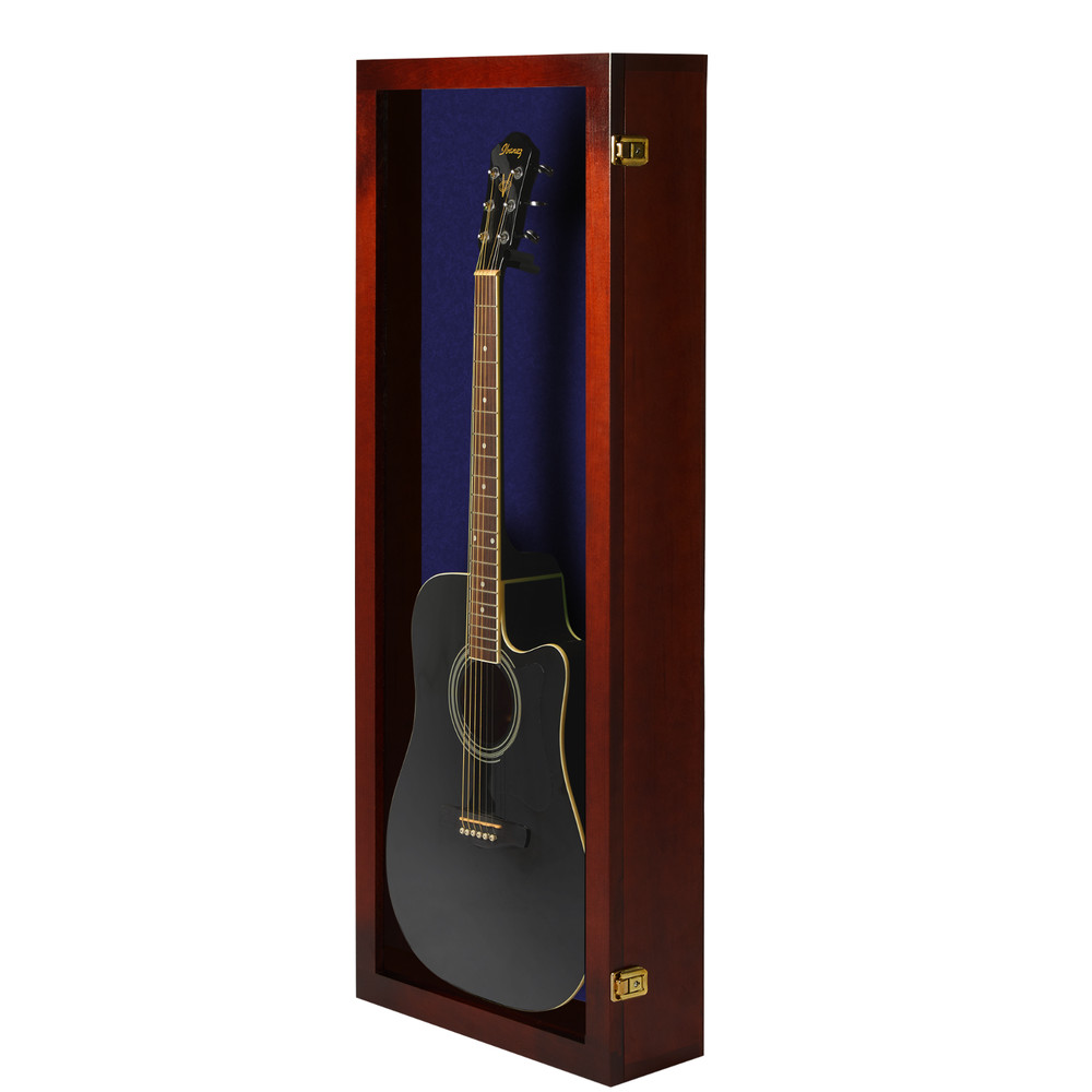 Guitar Display Case Acoustic Guitars Display CHERRY with BLUE FELT