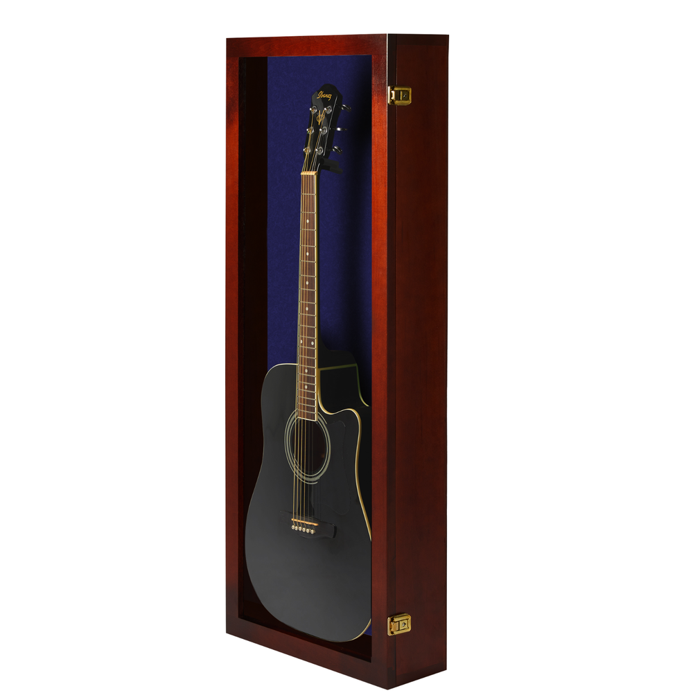 Guitar Display Case Acoustic Guitars Display CHERRY with BLUE FELT