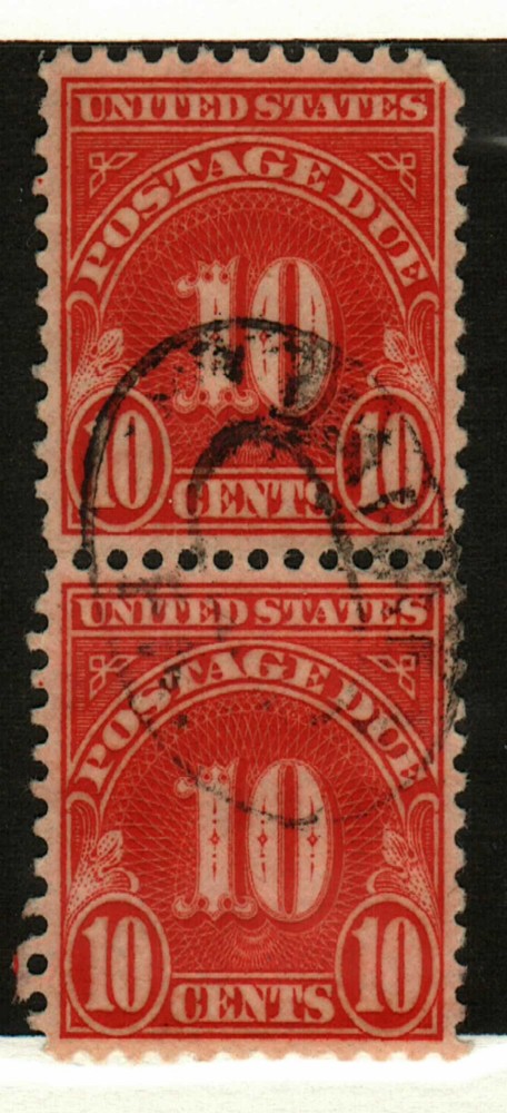 US #J4 used pair (2 stamps vertical pair) Postage dues