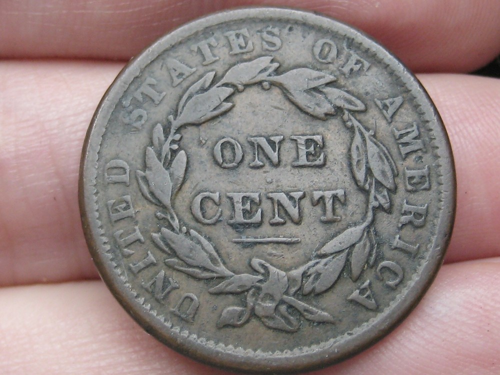 1838 Matron Head Large Cent Penny- Beaded Cords, VF Details