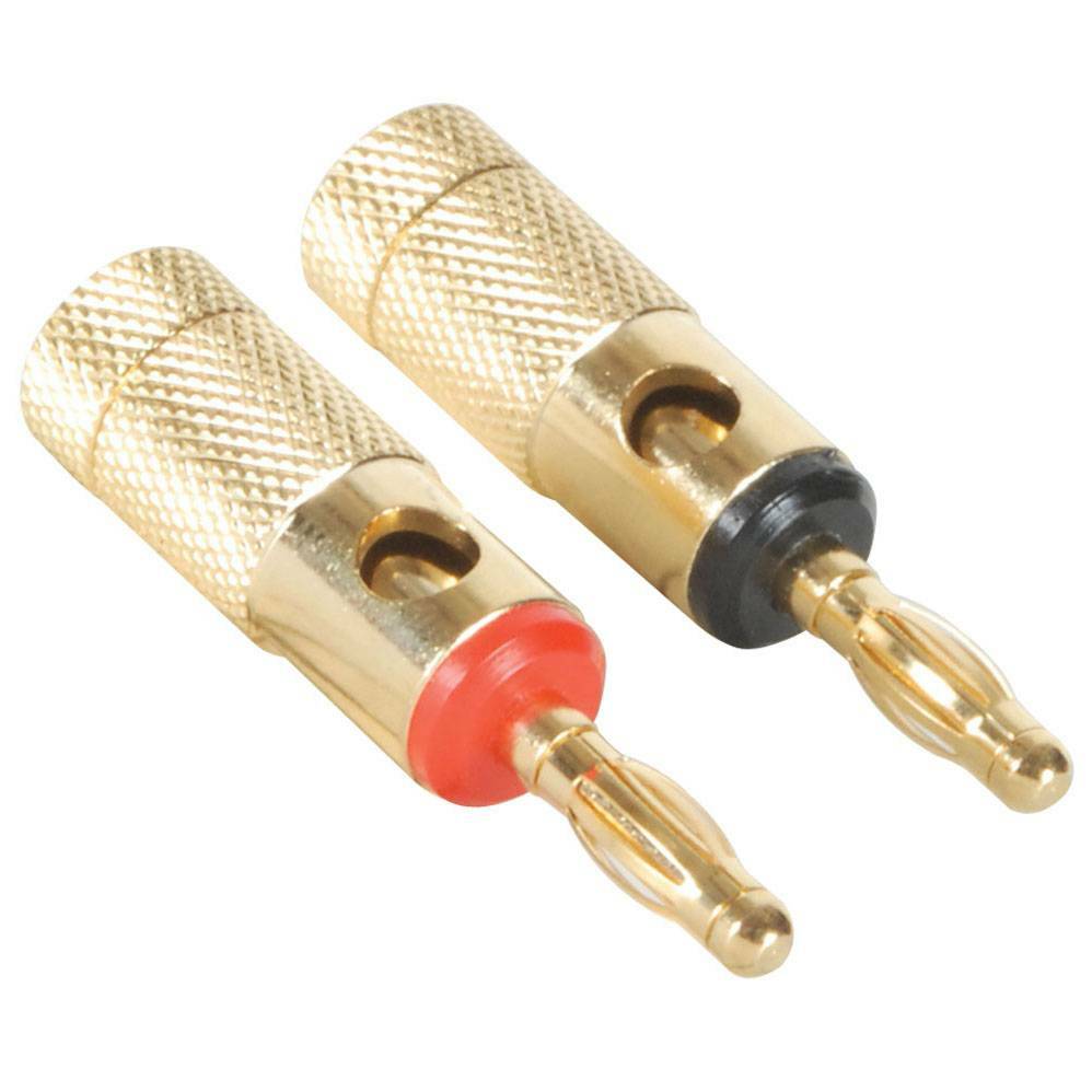 Speaker Wire Banana Plug Pair Black / Red Compression Type with floating slug