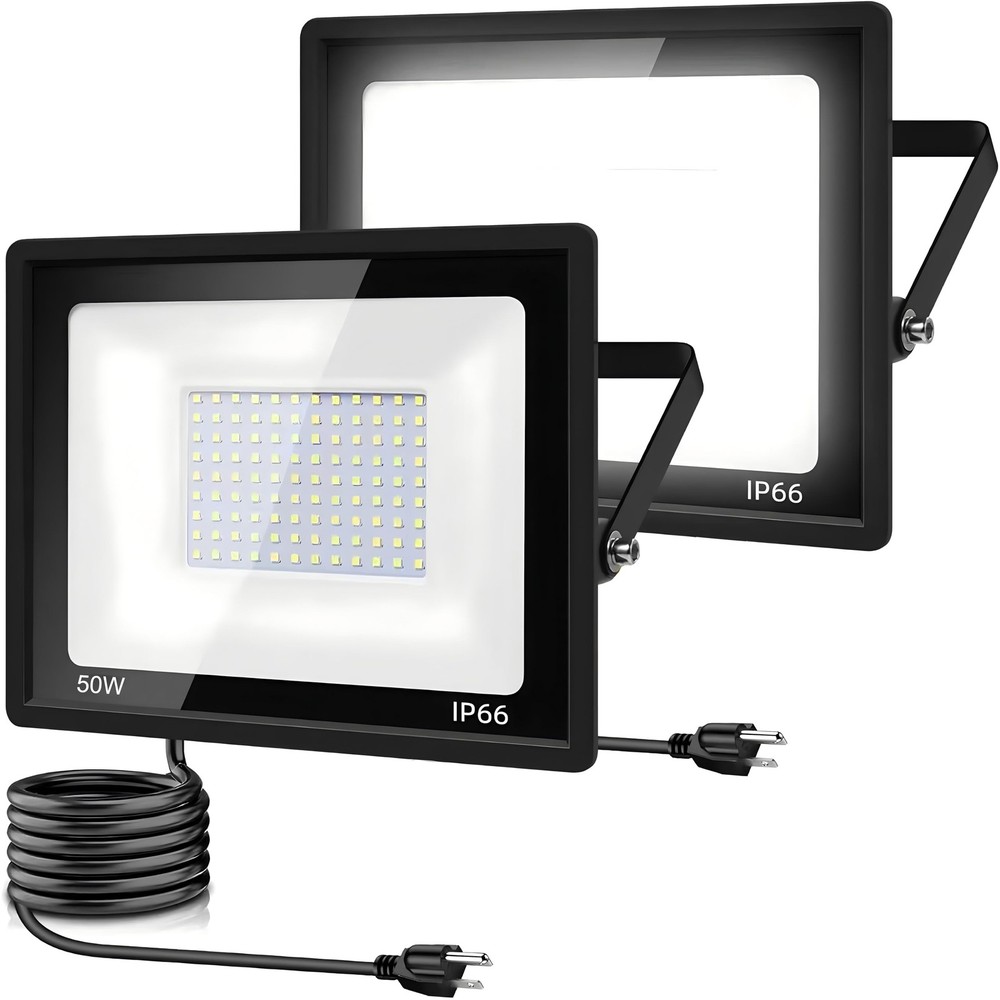 garageangle 2Pack LED Flood Light Outdoor,50W Work 50W-2Pack, Black