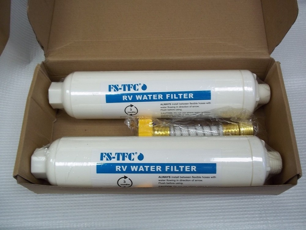 RV Inline Water Filter with Flexible Hose Protector FS-TFC