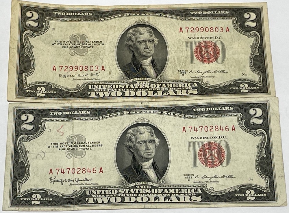 1953 $2 Red Seal Complete Series A/B/C (4) Notes