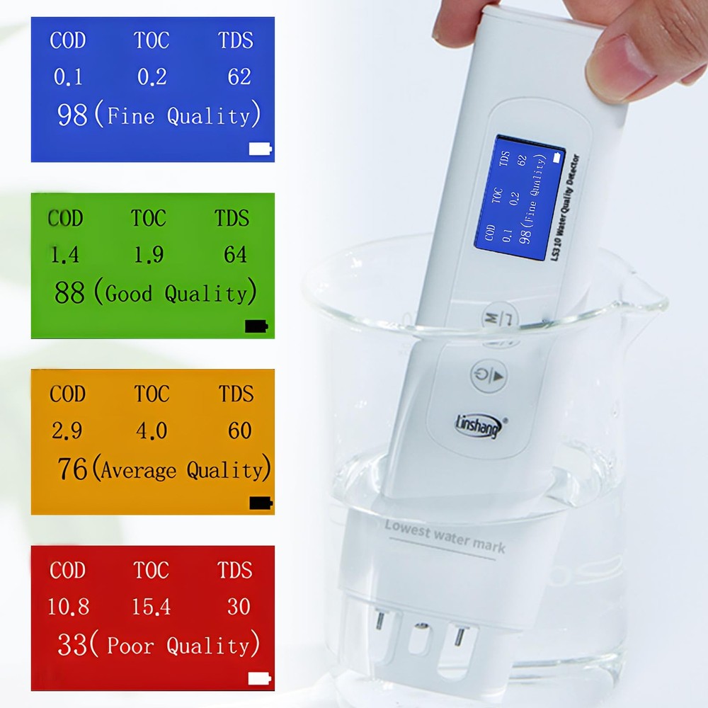 Professional 6-in-1 TDS, TOC, COD, UV275, EC & Temperature Meter, Accurate Re...