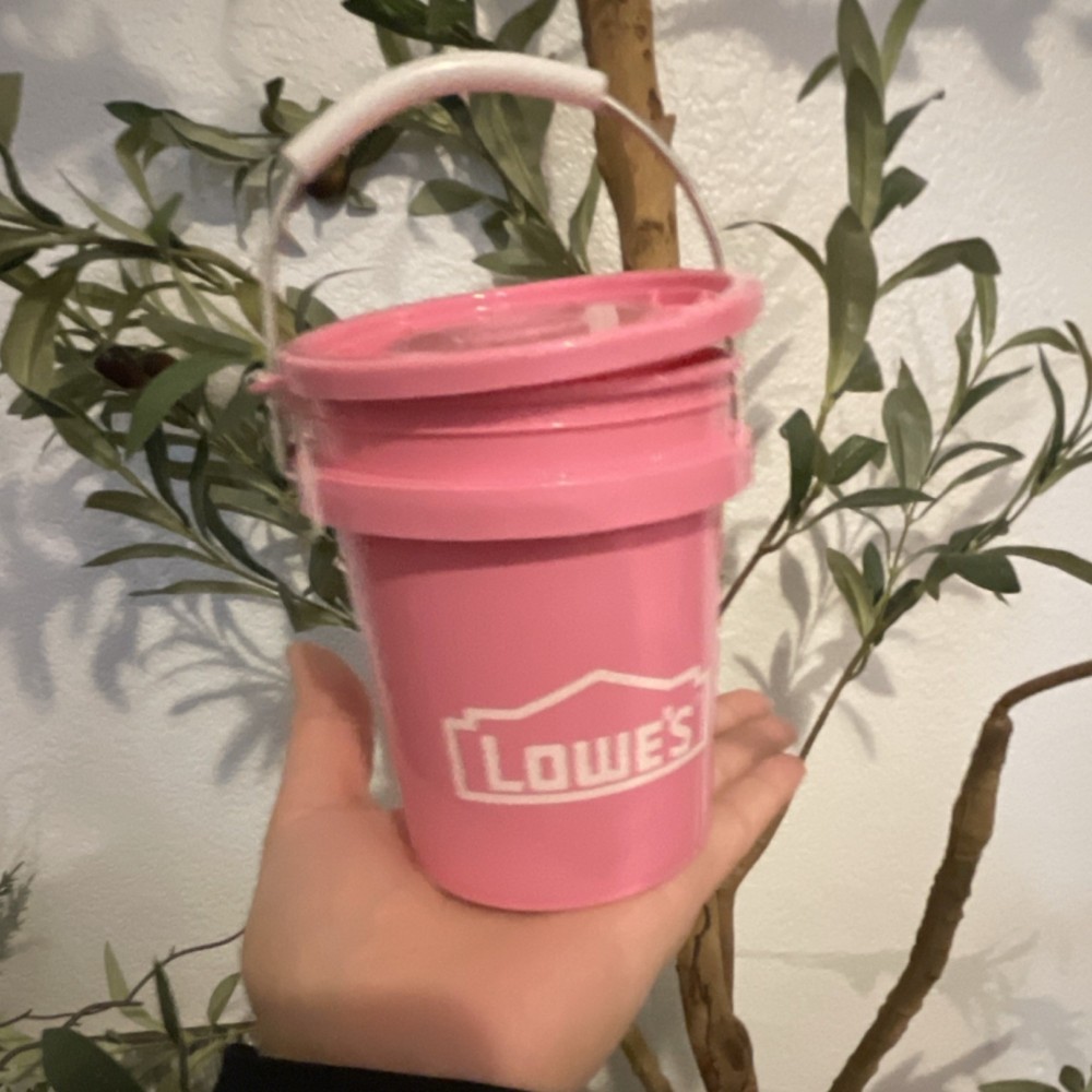 Lowes Mini Pink Plastic Bucket with Lid and Handle