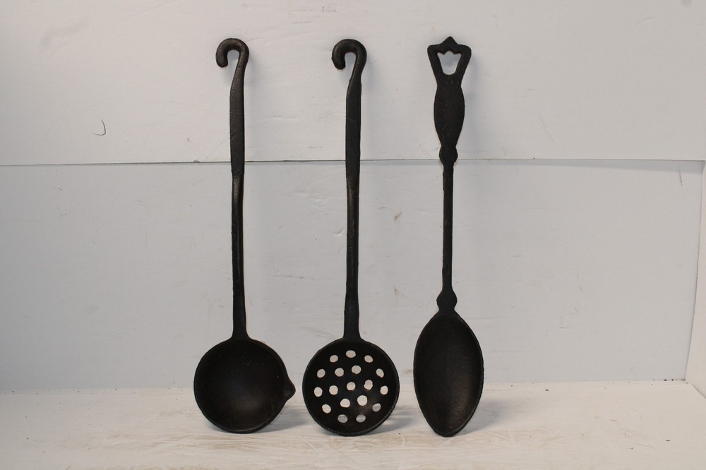 Set of 3 Cast Iron Early American Kitchen Tools