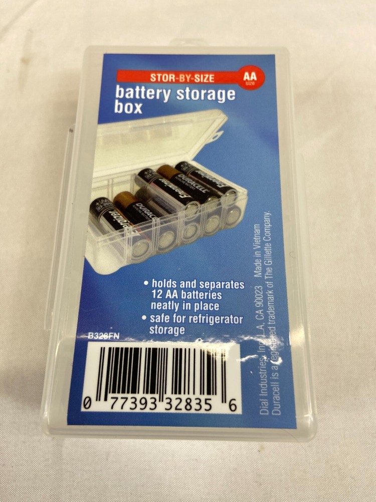 Battery Storage Box Store 12 AA's Container Store Clear Plastic Fridge Safe