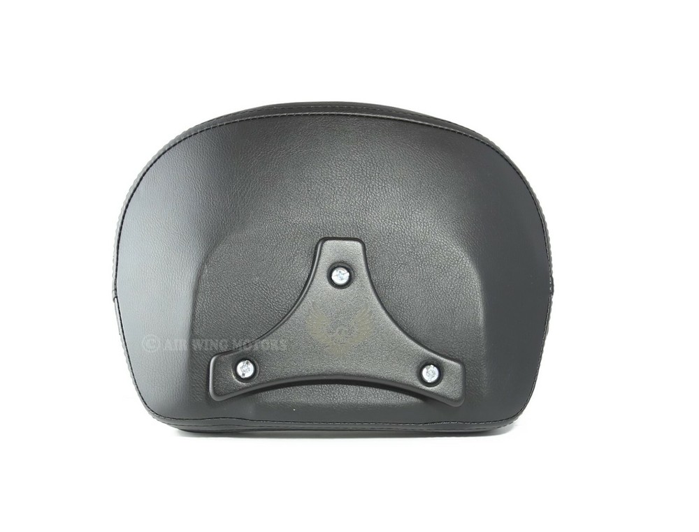 Sissy Bar Backrest Pad with Engraved Eagle Matte Black Mount Plate for Harley