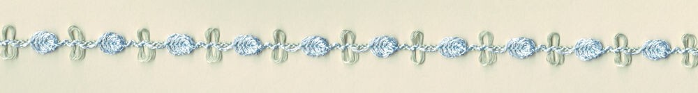 5 Yards 3/8" Periwinkle, Celery Rosette and Double Loop Trim 46609PC
