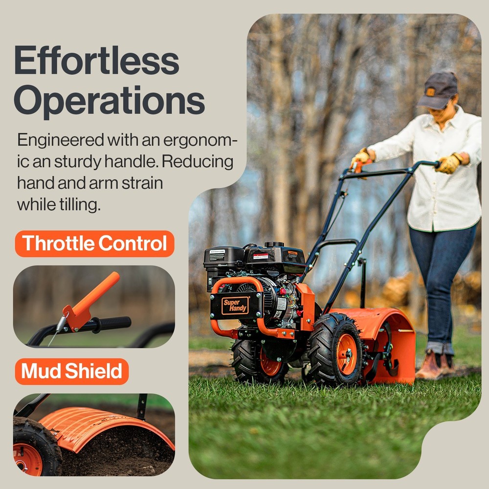 SuperHandy Rear Tine Tiller - Engine