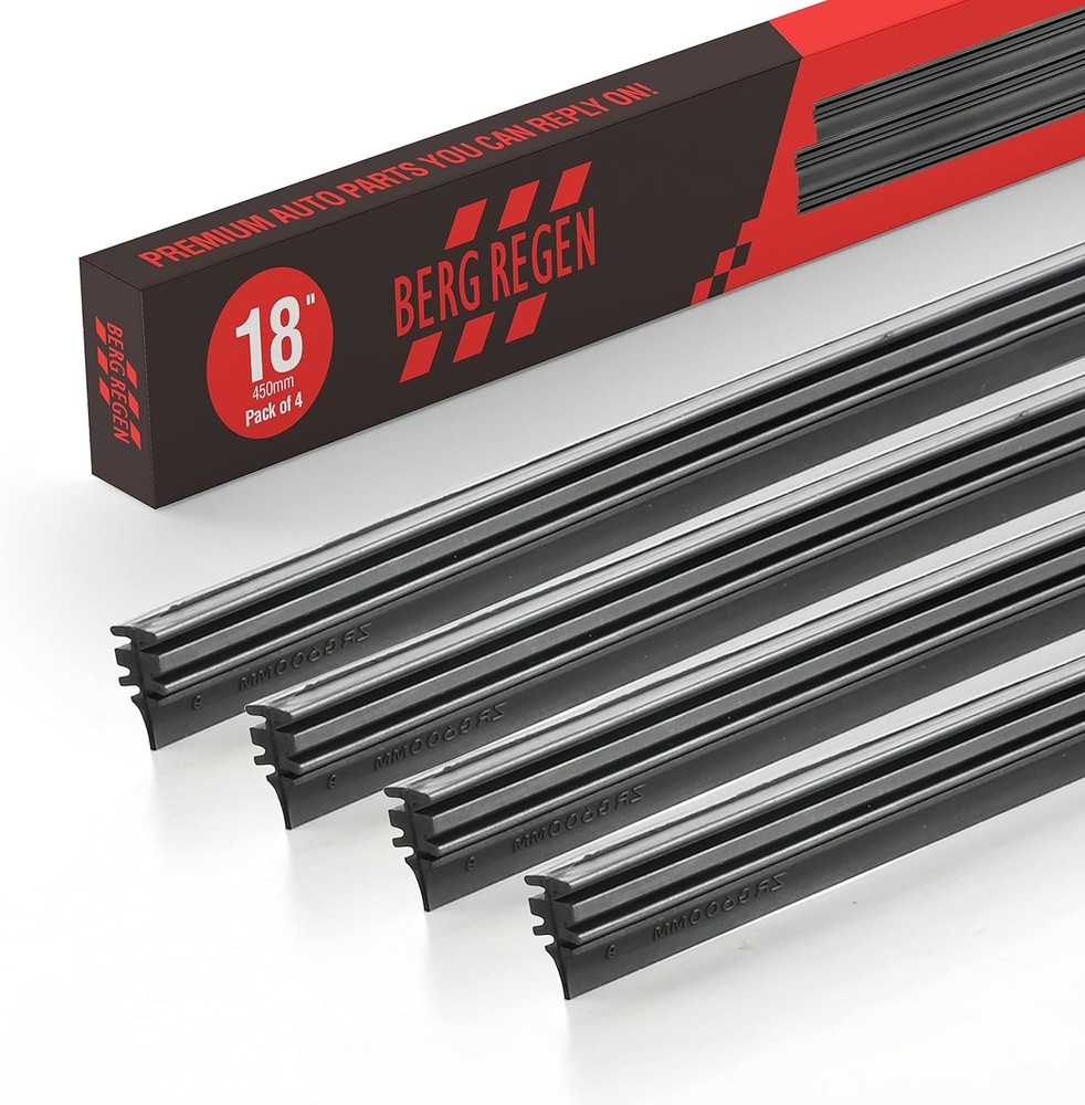 18-Inch Universal Windshield Wiper Refills - 4-Piece Rubber Replacement Set