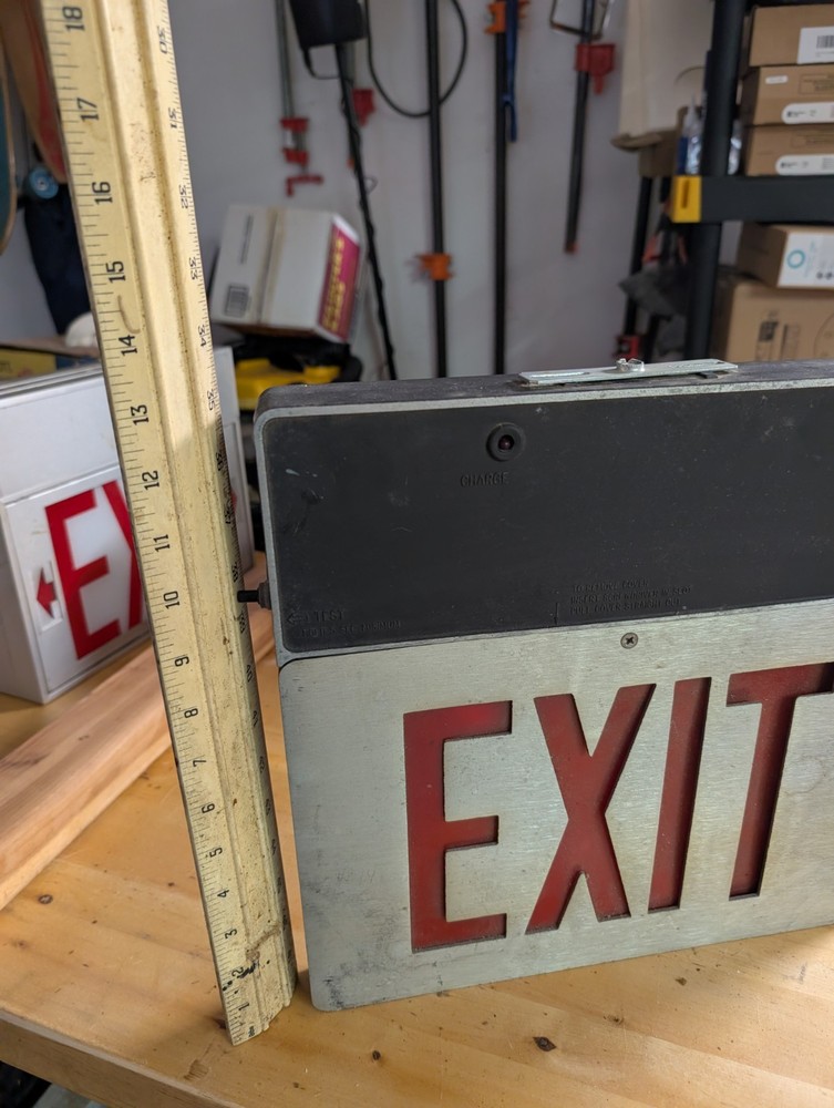 Vintage EXIT Sign Cast Aluminum Light Single Sided - Untested