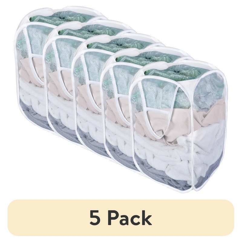 Durable Collapsible Mesh Laundry Hamper W/ Easy Carry Handles Home Storage New