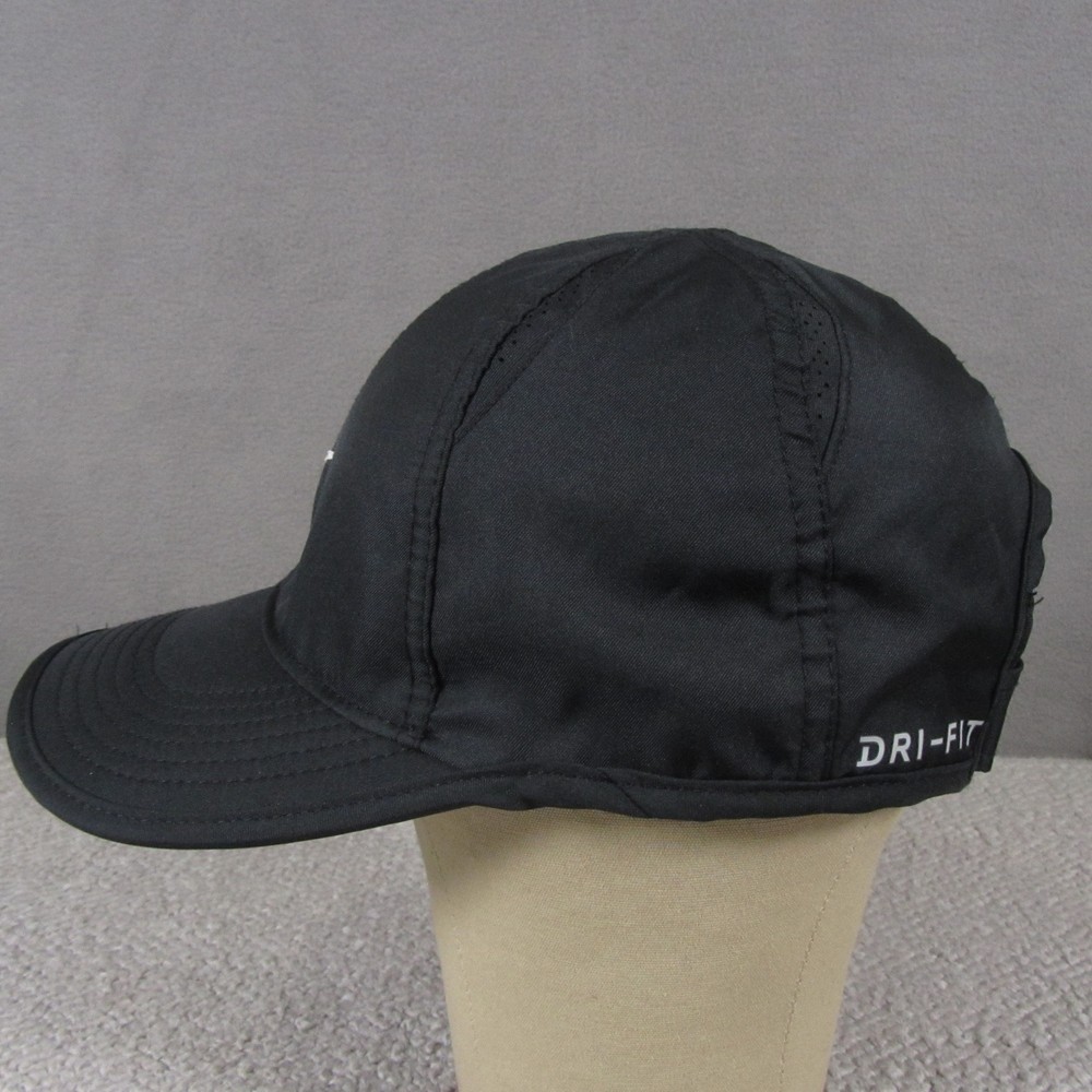 Nike FeatherLight Dri Fit Hat Adjustable Strap Performance Black Running Jugging