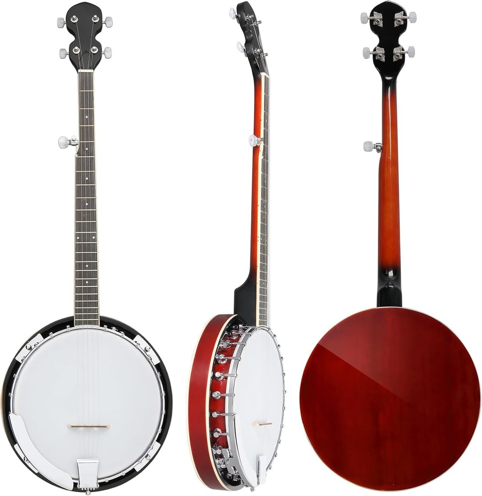 5 String Banjos, Full-Size Right Handed Banjo 5 Strings Set with Closed Solid Sa