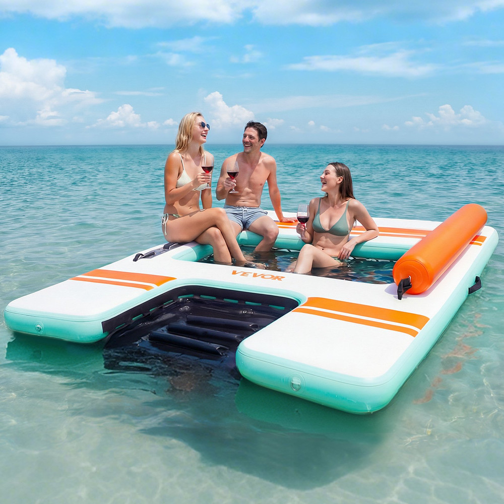 Inflatable Floating Dock 8x6FT Water Platform w/Ladder Bag
